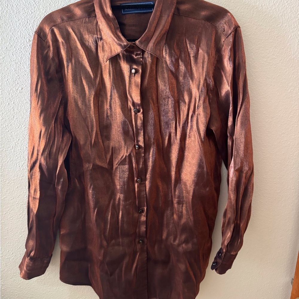 Karen Scott Brown Button Down Shirt